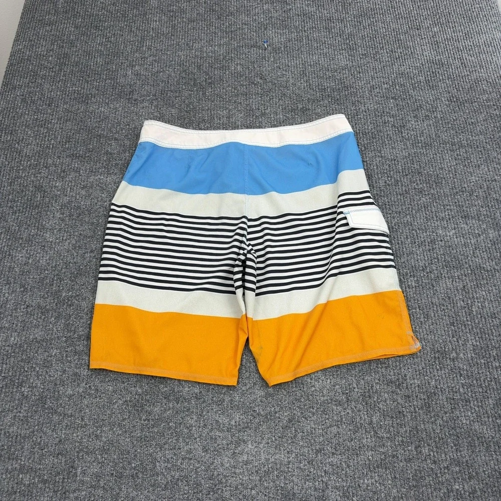 Rusty Board Shorts Mens 36 Orange Blue White Striped‎ Colorblock Surf Style
